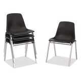 NPS® 8100 Series Poly Shell Stacking Chair, Supports Up to 500 lb, 18" Seat Height, Black Seat, Black Back, Chrome Base, 4/Pack (NPS81104) Each