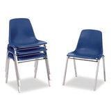 NPS® 8100 Series Poly Shell Stacking Chair, Supports Up to 500 lb, 18" Seat Height, Blue Seat, Blue Back, Chrome Base, 4/Pack (NPS81254) Each