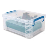 Advantus Super Stacker Lift-Off Lid Storage Tote, 14.25 x 10.3 x 6.5, Transparent/Blue (AVT39811) Each
