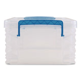 Advantus Super Stacker Lift-Off Lid Storage Tote, 14.25 x 10.3 x 6.5, Transparent/Blue (AVT39811) Each