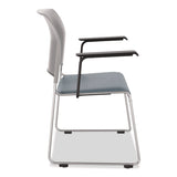 NPS® 8700 Series Cafetorium Chair With Armrests, Supports Up to 500 lbs, 18" Seat Height, Blue Seat, Gray Back, Silver Base, 8/PK (NPS87421202A8) Each
