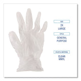 Boardwalk® General Purpose Vinyl Gloves, Powder-Free, XX-Large, 2.6 mil Thick, 9.5" Long, Clear, 100/Box (BWK365XXLBX) Box of 100