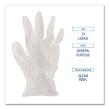 Boardwalk® General Purpose Vinyl Gloves, Powder-Free, XX-Large, 2.6 mil Thick, 9.5" Long, Clear, 100/Box, 10 Boxes/Carton (BWK365XXLCT) Case of 1000