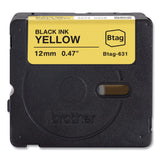 Brother P-Touch® Genuine P-Touch BTAG Label Tapes, 0.47" x 13.1 ft, Black on Yellow (BRTBTAG631) Each