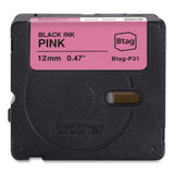 Brother P-Touch® Genuine P-Touch BTAG Label Tapes, 0.47" x 13.1 ft, Black on Pink (BRTBTAGP31) Each