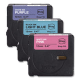 Brother P-Touch® Genuine P-Touch BTAG Label Tapes, 0.47" x 13.1 ft, White on Purple, Black on Light Blue, White on Pink (BRTBTAG3M02) Each