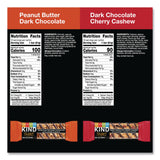 KIND Thins Peanut Butter Dark Chocolate and Dark Chocolate Cherry Cashew Variety Pack, 0.74 oz Bar, 20/Box (KND41891) Box of 20