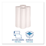 GEN High Density Can Liners, 30 gal, 8 mic, 30" x 36", Natural, 25 Bags/Roll, 20 Rolls/Carton (BWK303610) Case of 500