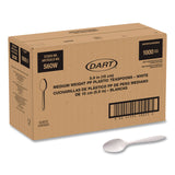 SOLO® Style Setter Medium Weight Polypropylene Cutlery, Teaspoon, Plastic, White, 1,000/Carton (SCCS6OW) Case of 1000
