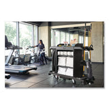 Rubbermaid® Commercial Full-Size Housekeeping Cart, Plastic, 3 Shelves, 1 Bin, 24.4 x 62.4 x 49, Black (RCP2202581) Each