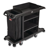 Rubbermaid® Commercial Full-Size Housekeeping Cart, Plastic, 3 Shelves, 1 Bin, 24.4 x 62.4 x 49, Black (RCP2202581) Each