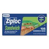 Ziploc® Resealable Sandwich Bags, 6.5" x 5.88", Clear, 105 Bags/Box, 12 Boxes/Carton (SJN383211) Case of 1260