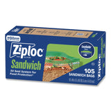 Ziploc® Resealable Sandwich Bags, 6.5" x 5.88", Clear, 105 Bags/Box, 12 Boxes/Carton (SJN383211) Case of 1260