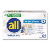 all® Free Clear Dryer Sheets, Fragrance Free, 195 Sheets/Packs, 6 Packs/Carton (DIA47362) Case of 6
