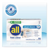 all® Free Clear Dryer Sheets, Fragrance Free, 195 Sheets/Packs, 6 Packs/Carton (DIA47362) Case of 6