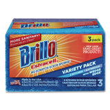 Brillo® Estracell Scrub Sponge Variety Pack, 1 Bath, 2 Kitchen, 4.5 x 2.75, 1.12" Thick, Blue/Purple/White, 3/Pack, 8 Packs/Carton (AMY21035) Case of 8