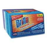 Brillo® Estracell Scrub Sponge Variety Pack, 1 Bath, 2 Kitchen, 4.5 x 2.75, 1.12" Thick, Blue/Purple/White, 3/Pack, 8 Packs/Carton (AMY21035) Case of 8