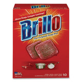 Brillo® Steel Wool Soap Pads, 2.5 x 3, Gray/Pink, 10 Pads/Box, 12 Boxes/Carton (AMY23310) Case of 12