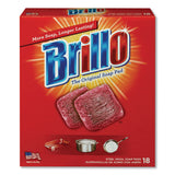 Brillo® Steel Wool Soap Pads, 2.5 x 3, Gray/Pink, 18 Pads/Box, 12 Boxes/Carton (AMY23318) Case of 12