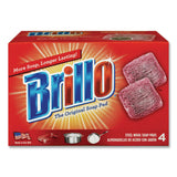 Brillo® Steel Wool Soap Pads, 2.5 x 3, Gray/Pink, 4 Pads/Box, 12 Boxes/Carton (AMY53304) Case of 12