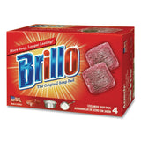 Brillo® Steel Wool Soap Pads, 2.5 x 3, Gray/Pink, 4 Pads/Box, 12 Boxes/Carton (AMY53304) Case of 12