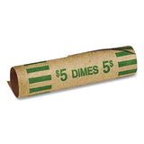 CONTROLTEK Gunshell Crimped-End Coin Wrapper, Dimes, $5.00, Kraft/Green, 1,000/Carton (CNK560053) Case of 1000