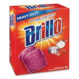 Brillo® Steel Wool Soap Pads, 3 x 3, Gray/Pink, 12 Pads/Box, 12 Boxes/Carton (AMY53335) Case of 12