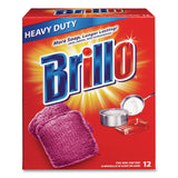 Brillo® Steel Wool Soap Pads, 3 x 3, Gray/Pink, 12 Pads/Box, 12 Boxes/Carton (AMY53335) Case of 12
