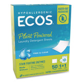 ECOS® Liquidless Laundry Detergent Sheets, Free and Clear, 50 Sheets/Box (EOP953710EA) Each