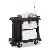 Rubbermaid® Commercial Compact Housekeeping Cart?, Plastic, 3 Shelves 1 Bin, 23 x 53.12 x 19.1, Black (RCP2202585) Each
