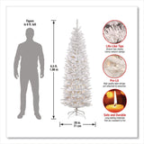 National Tree Company® Pre-Lit Kingswood Fir Pencil Tree, 28" x 28" x 78", White Tree, White Tree Stand (NTTKWW730065) Each