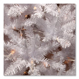 National Tree Company® Pre-Lit Kingswood Fir Pencil Slim Tree, 35" x 35" x 108", White Tree, White Tree Stand (NTTKWW730090) Each