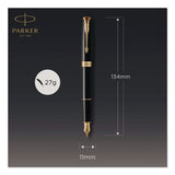Parker® Sonnet Fountain Pen, with Gift Box, Medium 1 mm, Black Ink, Black/Gold Barrel (PAR1931495) Each