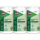 Clorox® CloroxPro EcoClean Disinfecting Wipes, 1-Ply, 7 x 8, Unscented, White, 3/Carton (CLO60787CT) Case of 3