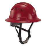 ergodyne® Skullerz 8964 Full Brim Class C Safety Helmet, 6-Point Ratchet Suspension, Red (EGO60564) Each