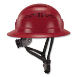 ergodyne® Skullerz 8964 Full Brim Class C Safety Helmet, 6-Point Ratchet Suspension, Red (EGO60564) Each