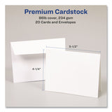 Avery® Quarter-Fold Greeting Cards with Matching Envelopes, 80 lb, 5.5 x 4.25, Matte White, 1 Card/Sheet, 20 Sheets/Pack (AVE3266) Pack of 20