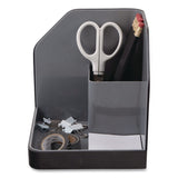 Advantus Fusion Plastic Corner Desktop Supplies Organizer, 2 Compartments, 6.67 x 7.4 x 6.67, Gray/Black, Plastic (AVT38338) Each