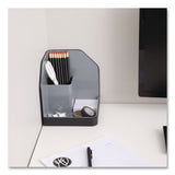 Advantus Fusion Plastic Corner Desktop Supplies Organizer, 2 Compartments, 6.67 x 7.4 x 6.67, Gray/Black, Plastic (AVT38338) Each