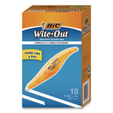 BIC® Wite-Out Brand Exact Liner Correction Tape, Non-Refillable, 0.2" x 19.8 ft, White Tape, Translucent Orange Dispenser, 10/Box (BICWOELP10) Box of 10