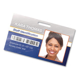 Fellowes® Self-Adhesive Laminating Pouches, With Badge Clips, 5 mil, 3.88 x 2.63, Gloss Clear, 5/Pack (FEL5220701) Pack of 5