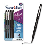 Paper Mate® Flair Felt Tip Porous Point Pen, Stick, Medium 0.7 mm, Black Ink, Black Barrel, 4/Pack (PAP8434452PP) Pack of 4