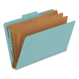 Pendaflex® Pressboard Top Tab Classification Folders, 2/5-Cut Tab, Expands 3.5", 3 Dividers, 8 Fasteners, Legal Size, Blue, 10/Box (PFX29094) Box of 10