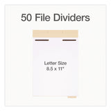 Pendaflex® File Divider Set, End Tab: 1/5-Cut, 1 Fastener, Letter Size, Manila, 50/Pack (PFX75600) Pack of 50