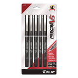 Pilot® Precise V5 Rollerball Pen, Stick, Extra-Fine 0.5 mm, Black Ink, Black/Clear Barrel, 5/Pack (PIL26010) Pack of 5