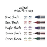 uniball® VISION ELITE BLX Series Hybrid Gel Pen, Stick, Bold 0.8 mm, Blue-Infused Black Ink, White/Blue/Clear Barrel, 4/Pack (UBC67182PP) Pack of 4