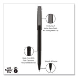 uniball® Rollerball Pen, Stick, Micro 0.5 mm, Black Ink, Black Barrel (UBC498774) Each