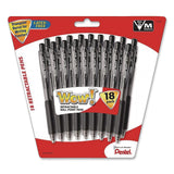 Pentel® WOW! Ballpoint Pen, Retractable, Medium 1 mm, Black Ink, Smoke/Black Barrel, 18/Pack (PENBK440BP18A) Pack of 18