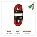 GoGreen Power 14 AWG Lighted End Heavy-Duty Extension Cord, 100 ft, 13 A, Orange/Black (GGPGG13800) Each
