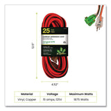 GoGreen Power 14 AWG Lighted End Heavy-Duty Extension Cord, 25 ft, 15 A, Orange/Black (GGPGG13825) Each